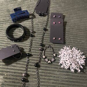 10pc Jewelry bundle hair clips earrings necklace bracelet